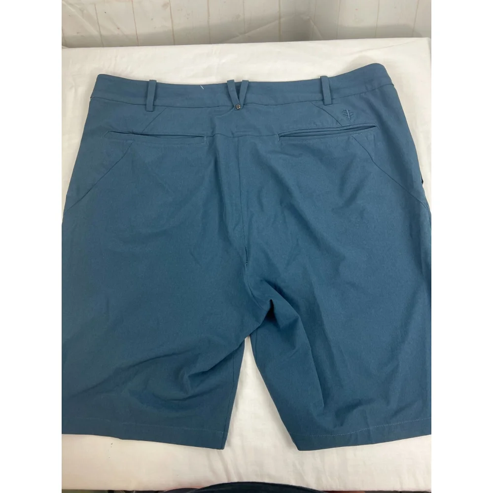 Men’s Coolibar Performance Flat Front Stretch Casual Golf Shorts Sz 40 Blue EUC
